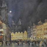 FERRARINI_Praga notturno, 1996, acquerello, 27 x 37 cm