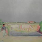 CESETTI, Pascolo in camargue, 1970, olio su tela, 50x60 cm